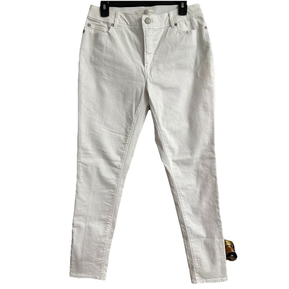 Womens CATO Sz 12 Denim White Skinny Jeans Mid-Rise 30.5” Ins Stretch Slimming